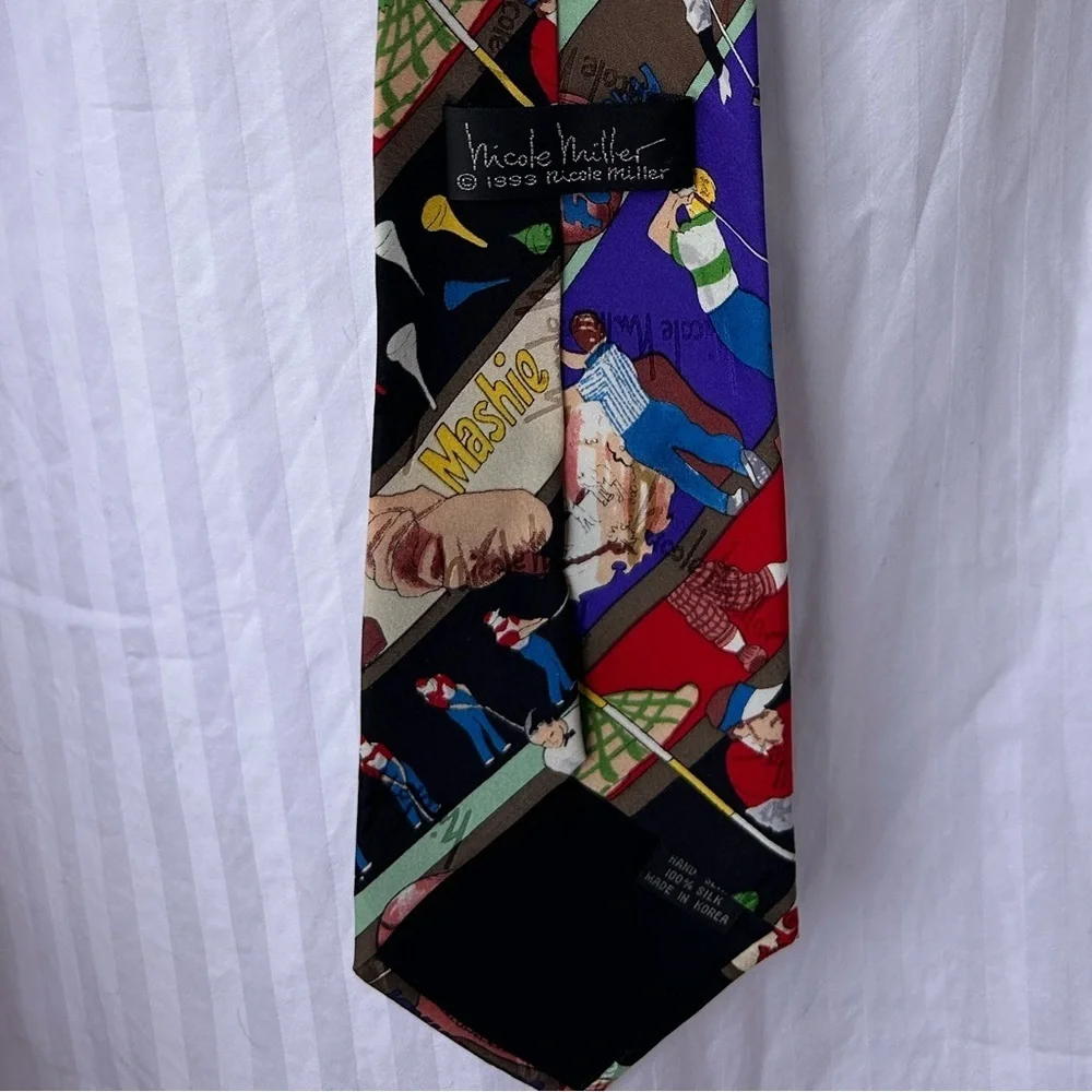 🏈⚾⛳️ Vintage 1990s Nicole Miller Silk Ties – Sports Print Set of 3
